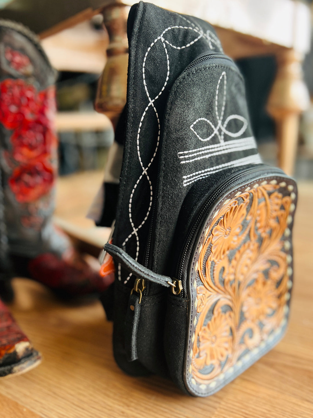 Darling Western Boot Stitch Backpack | gussieduponline