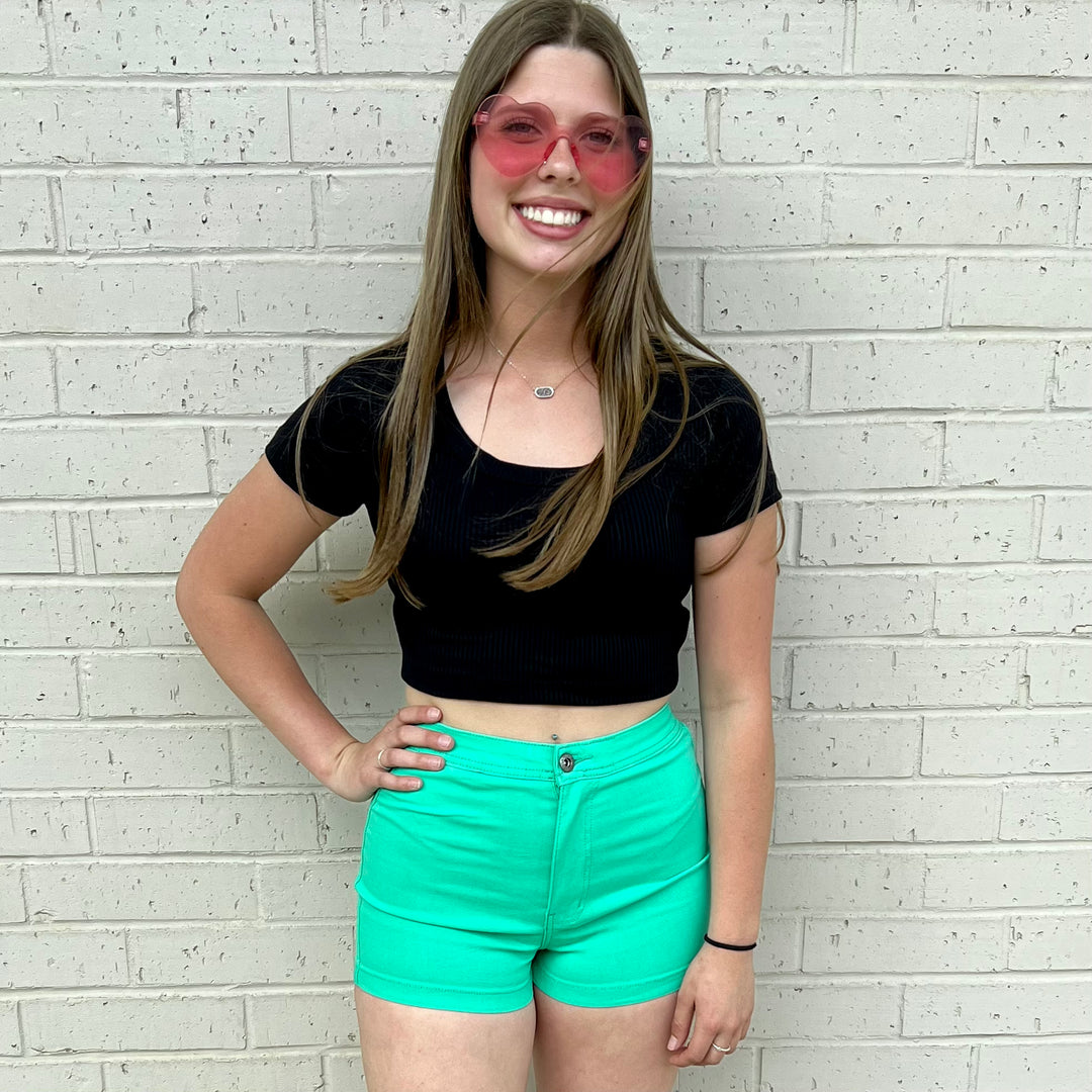 Super Fit Mint High Rise Shorts* | gussieduponline