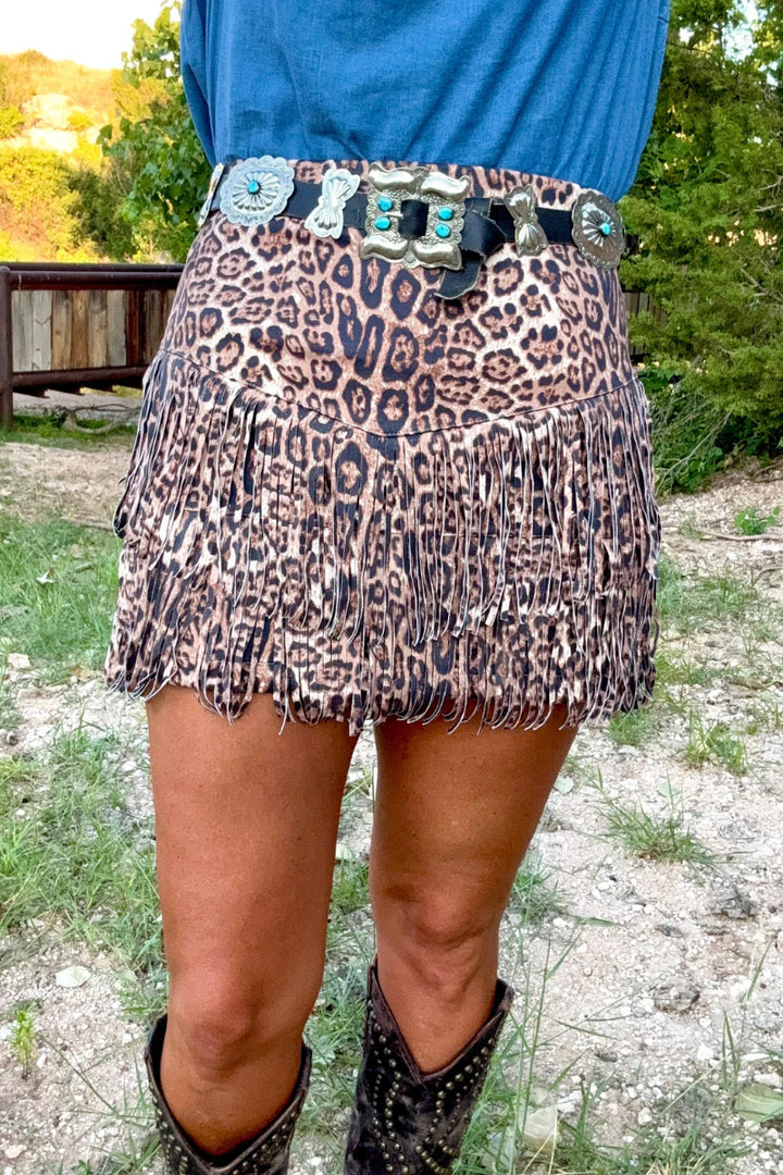 Fort Worth Leopard Fringe Skirt