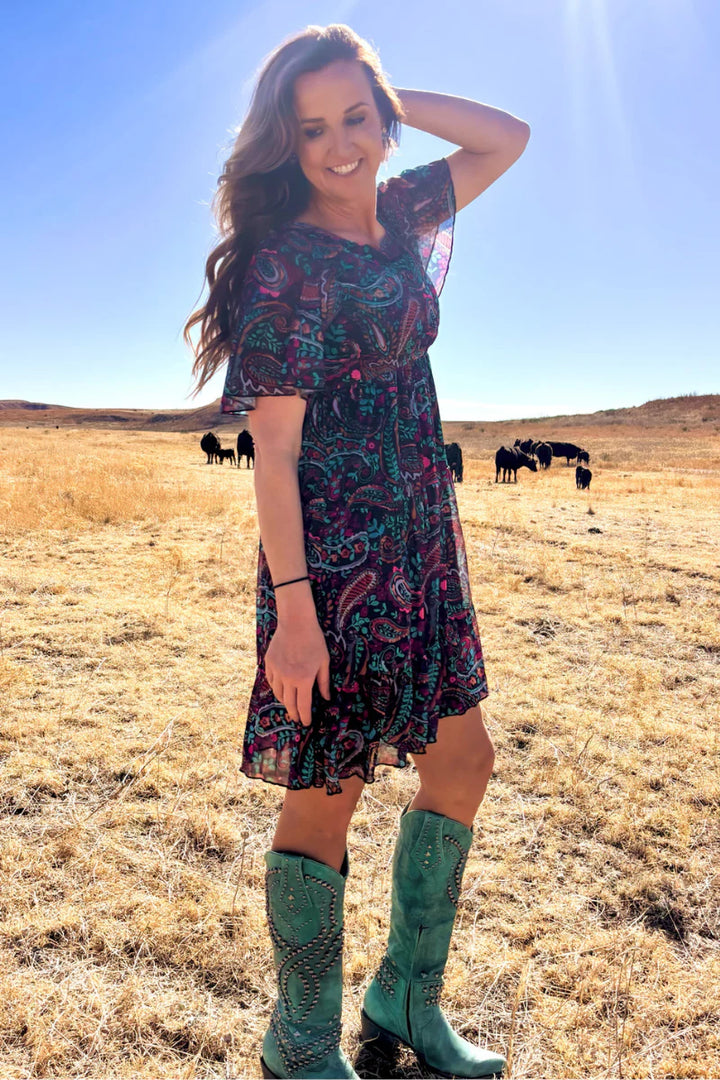 Sterling Kreek Painted Night Paisley Dress