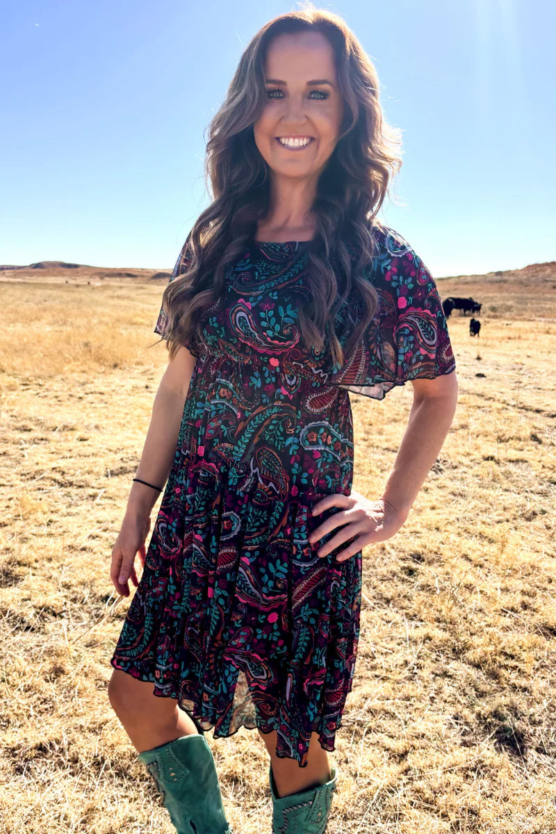 Sterling Kreek Painted Night Paisley Dress