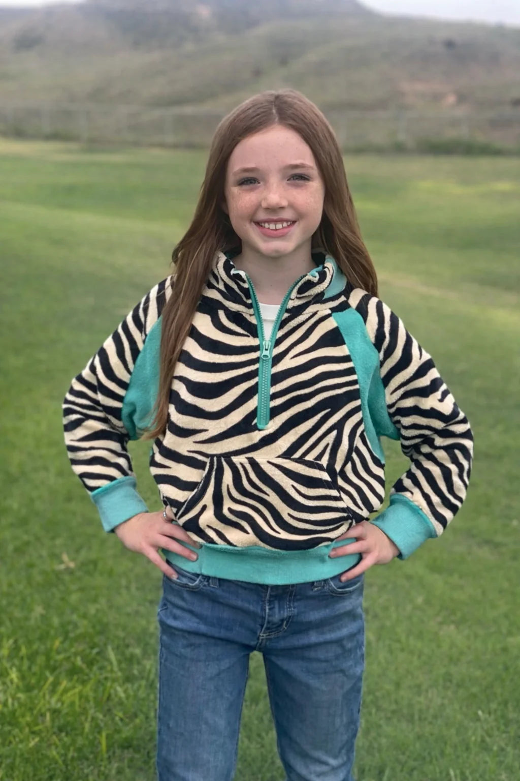 KIDS Sterling Kreek Desert Stripe Turquoise Pullover