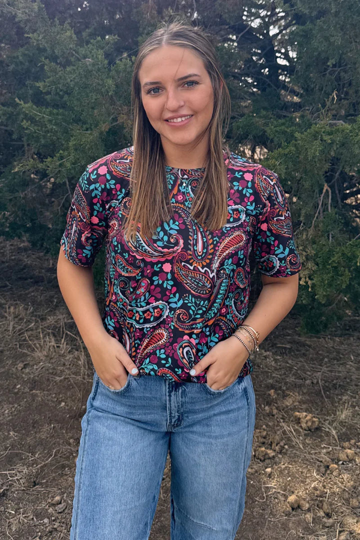 Sterling Kreek Painted Night Paisley Top