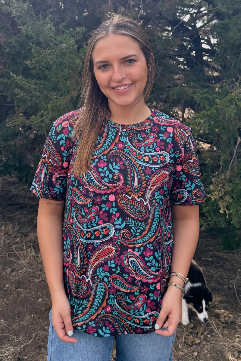 Sterling Kreek Painted Night Paisley Top