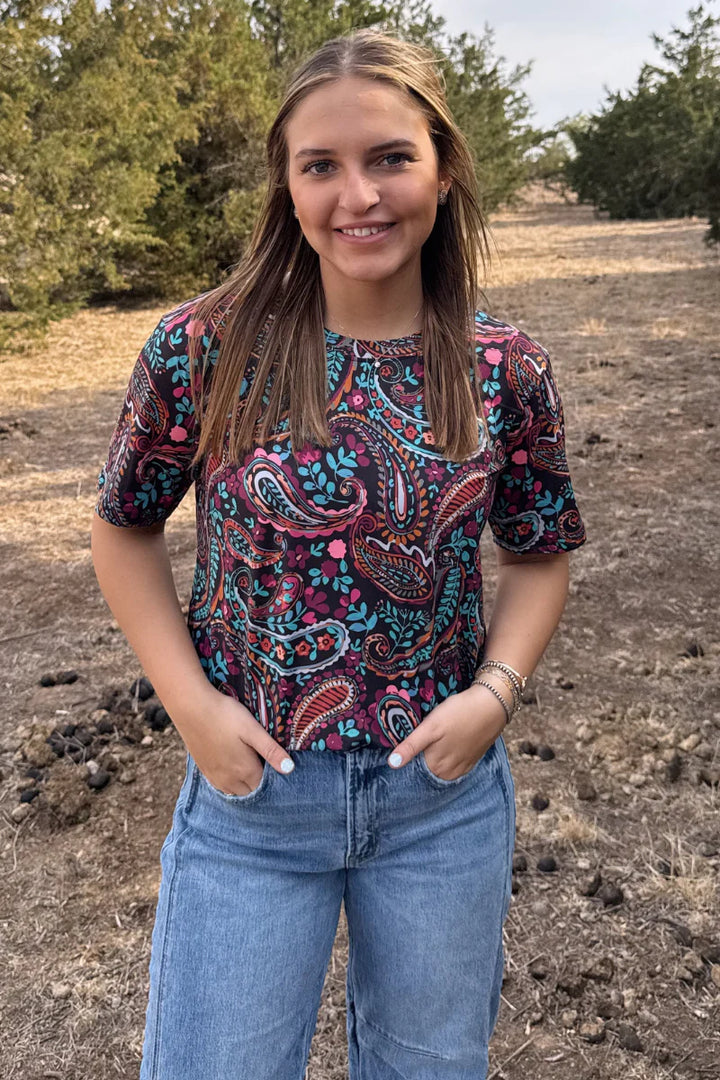 Sterling Kreek Painted Night Paisley Top