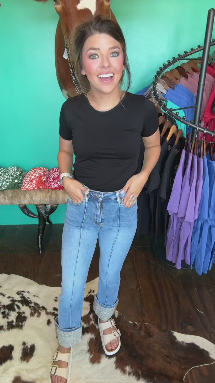 Sterling Kreek Embroidered Cuffed Jeans