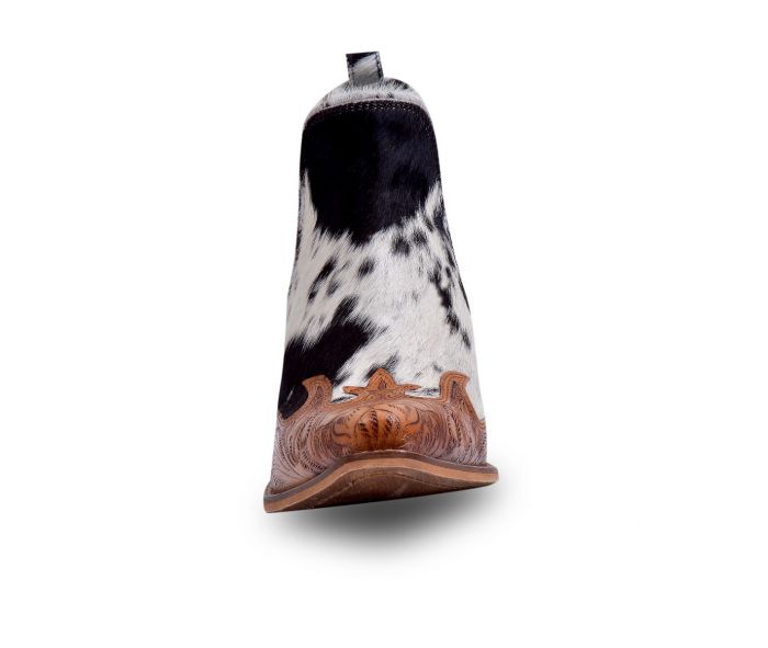 Frisco Blossom Hair On Hide Tooled Booties | gussieduponline
