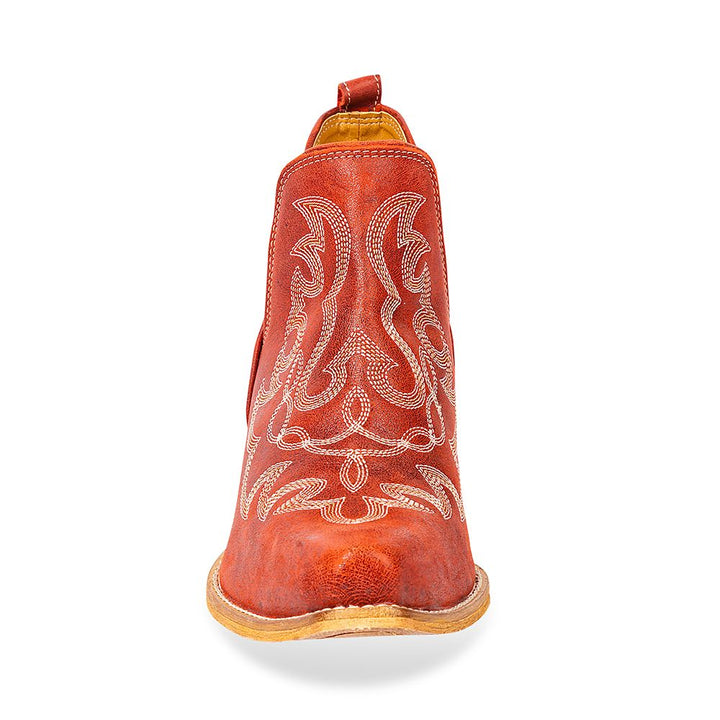 Myra Maisie Red Leather Stitched Booties | gussieduponline