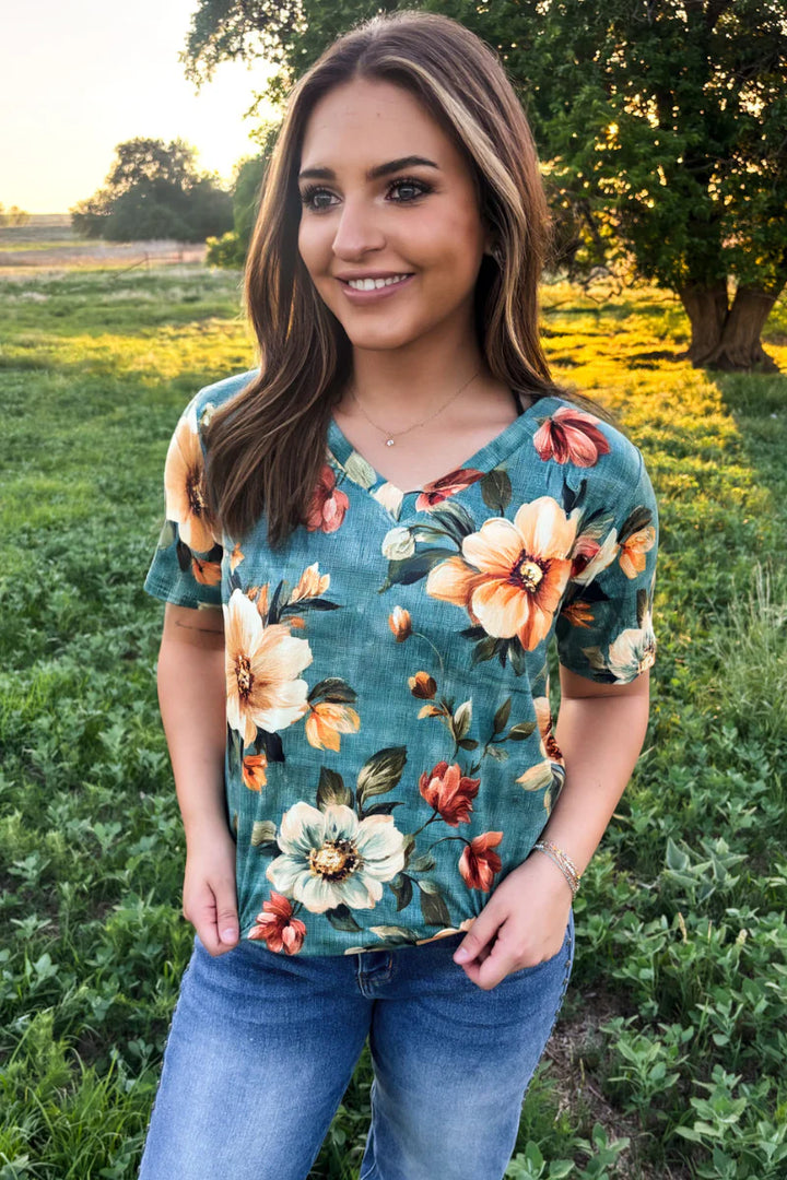Sterling Kreek Wildflower Sage Top