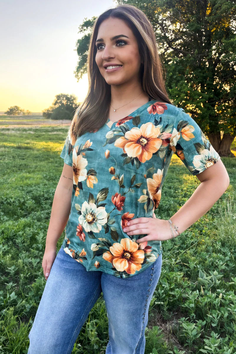 Sterling Kreek Wildflower Sage Top