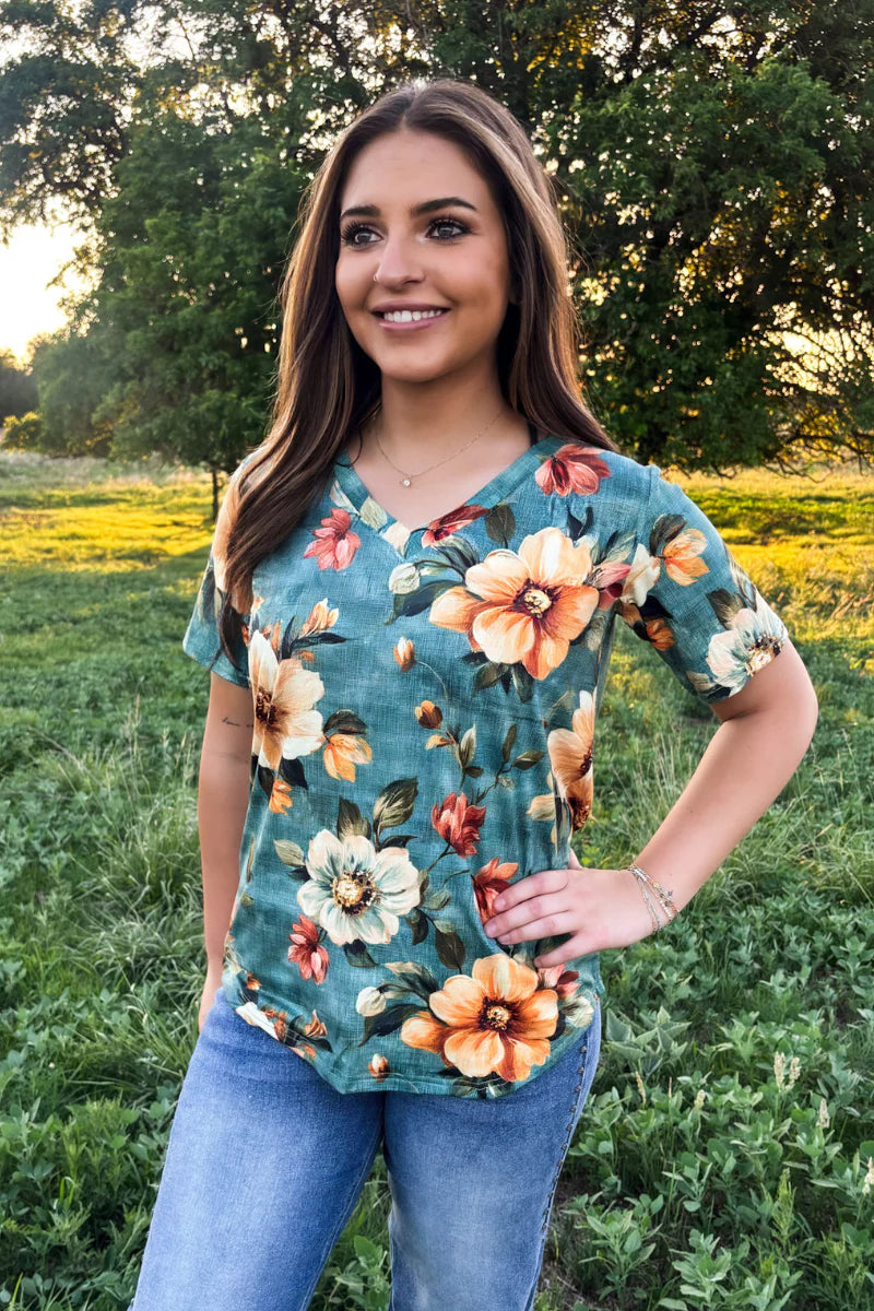 Sterling Kreek Wildflower Sage Top