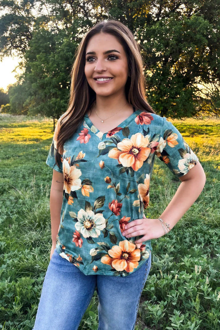 Sterling Kreek Wildflower Sage Top