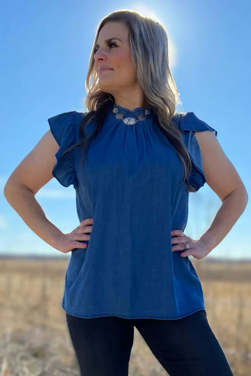 Sterling Kreek Dark Denim Babydoll Top