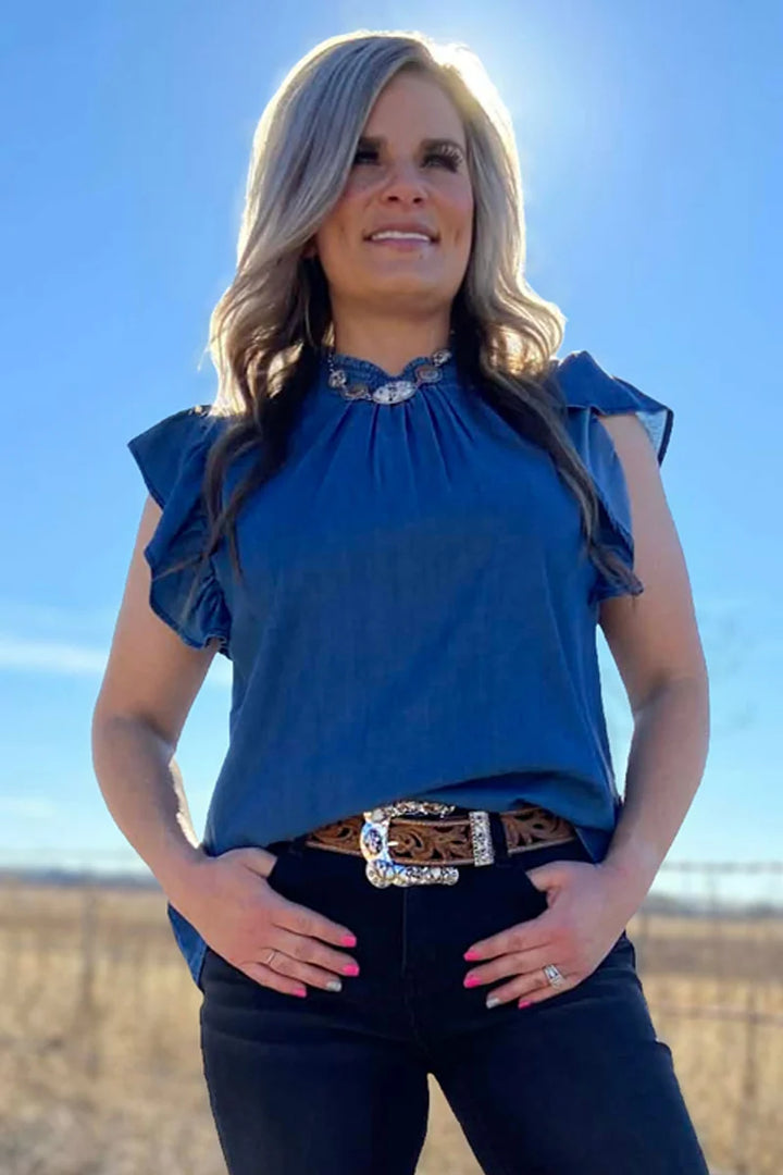 Sterling Kreek Dark Denim Babydoll Top