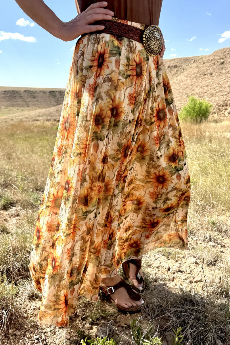 Sterling Kreek Golden Sunflower Maxi Skirt