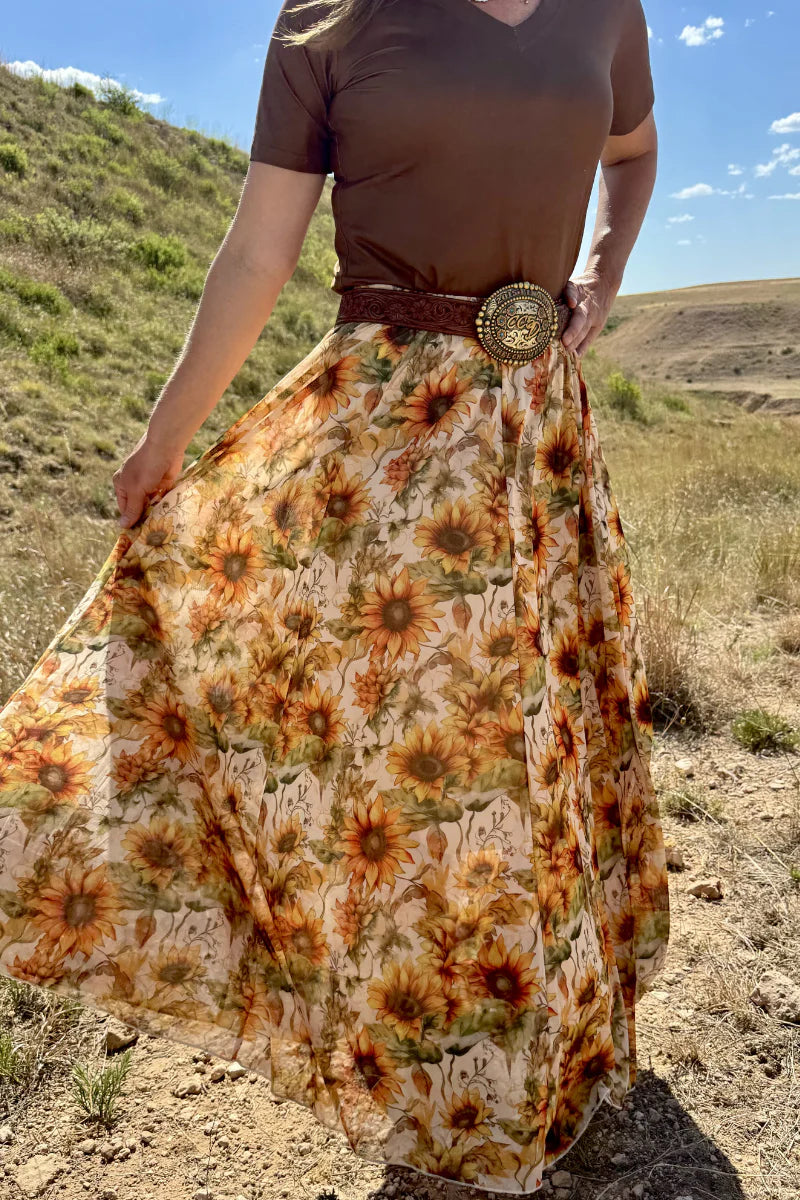 Sterling Kreek Golden Sunflower Maxi Skirt