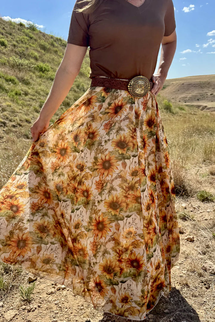 Sterling Kreek Golden Sunflower Maxi Skirt