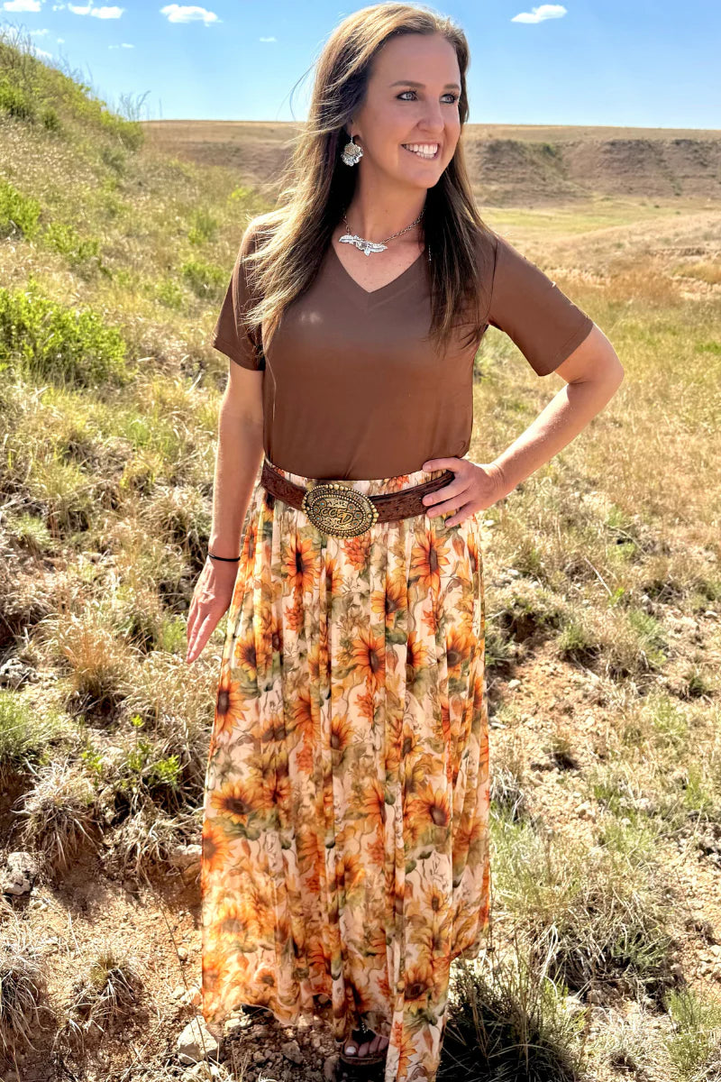 Sterling Kreek Golden Sunflower Maxi Skirt
