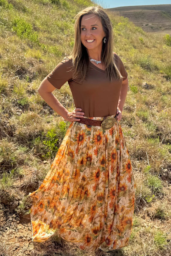 Sterling Kreek Golden Sunflower Maxi Skirt