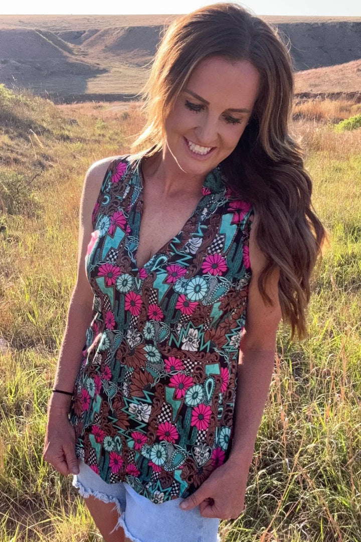 Sterling Kreek Pink Petal Tattoo Tank Top
