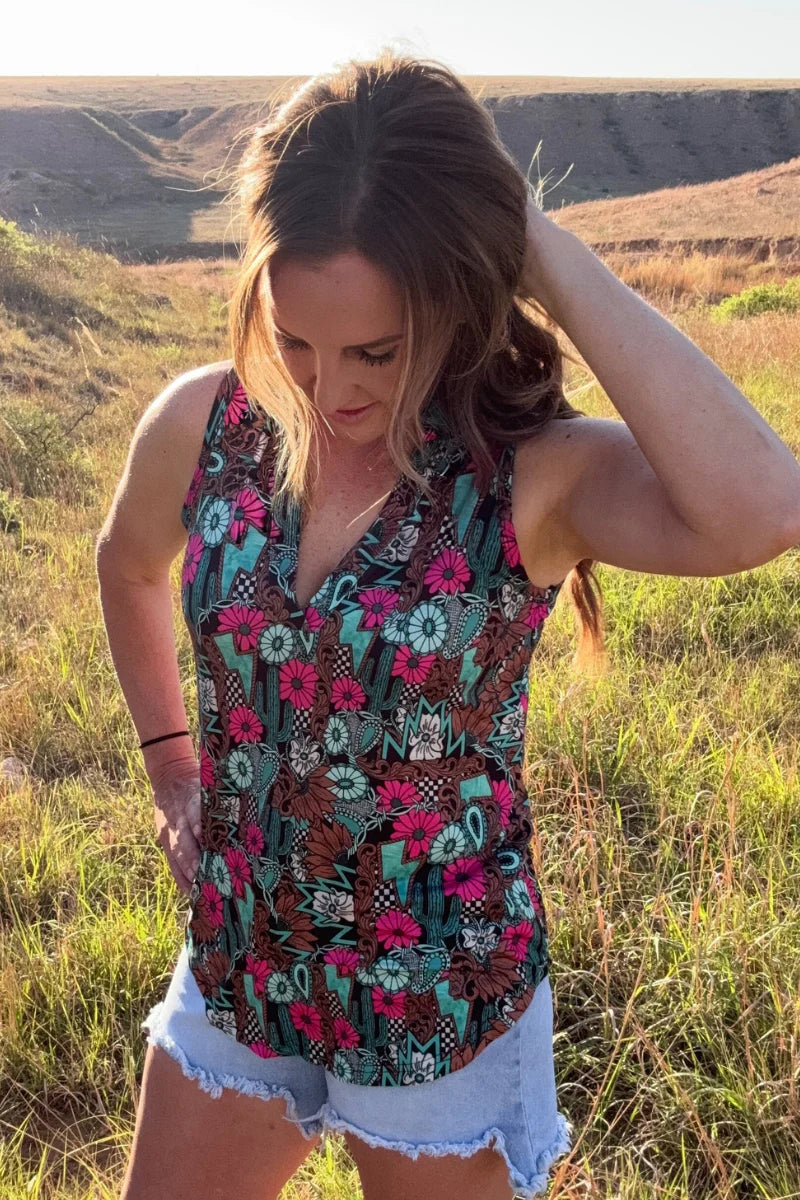 Sterling Kreek Pink Petal Tattoo Tank Top