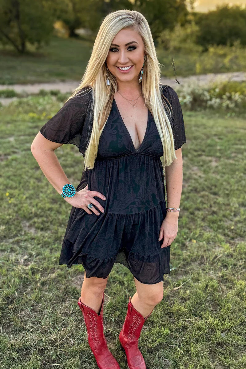 Sterling Kreek Tooled In Black Dress