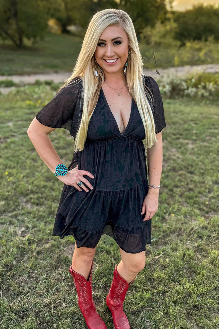 Sterling Kreek Tooled In Black Dress