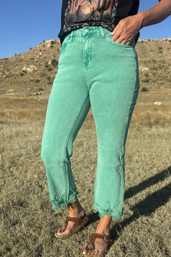 Sterling Kreek Outlaw Crop Turquoise Jeans