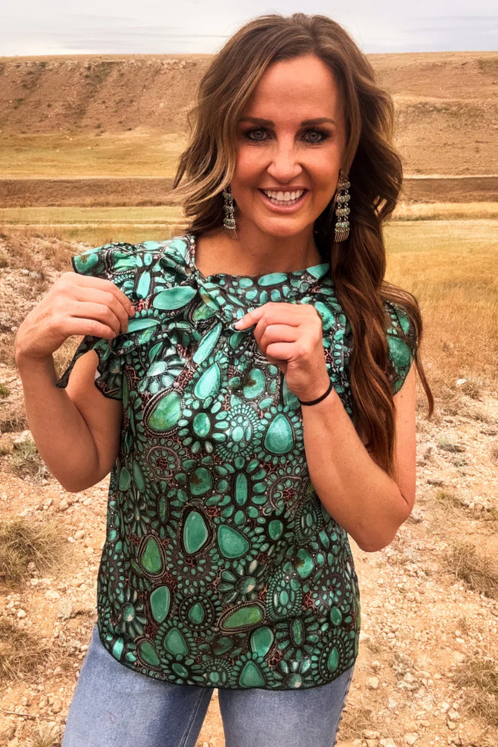 Sterling Kreek Wild Charm Turquoise Top