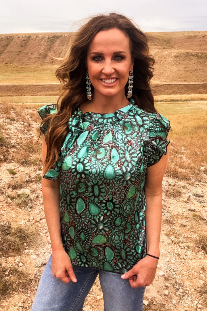 Sterling Kreek Wild Charm Turquoise Top