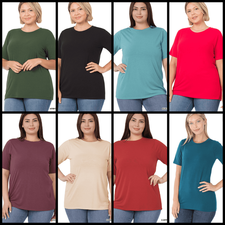 Plus Short Sleeve Round Neck Tee- soft | gussieduponline