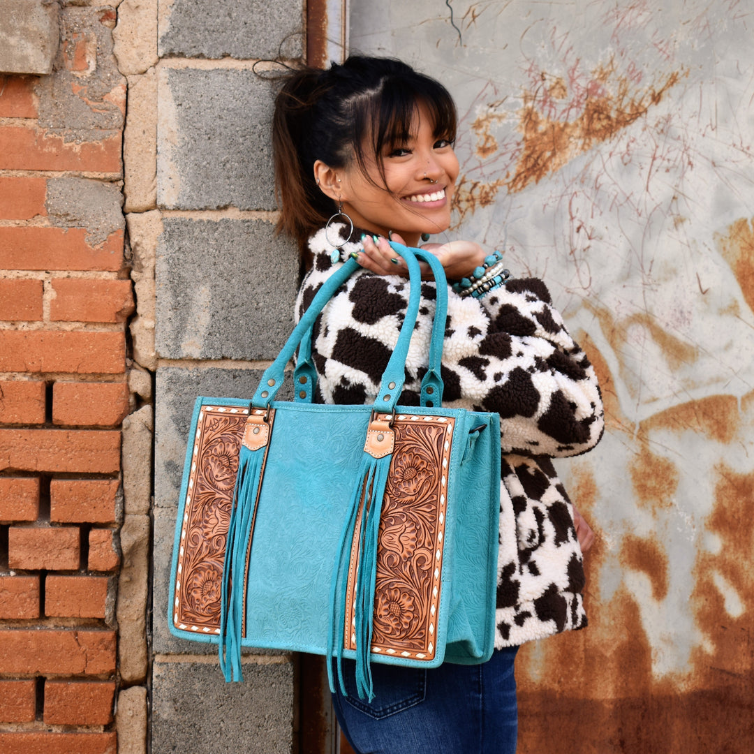 Turquoise Suede Serenade American Bag | gussieduponline