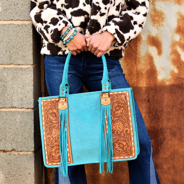 Turquoise Suede Serenade American Bag | gussieduponline