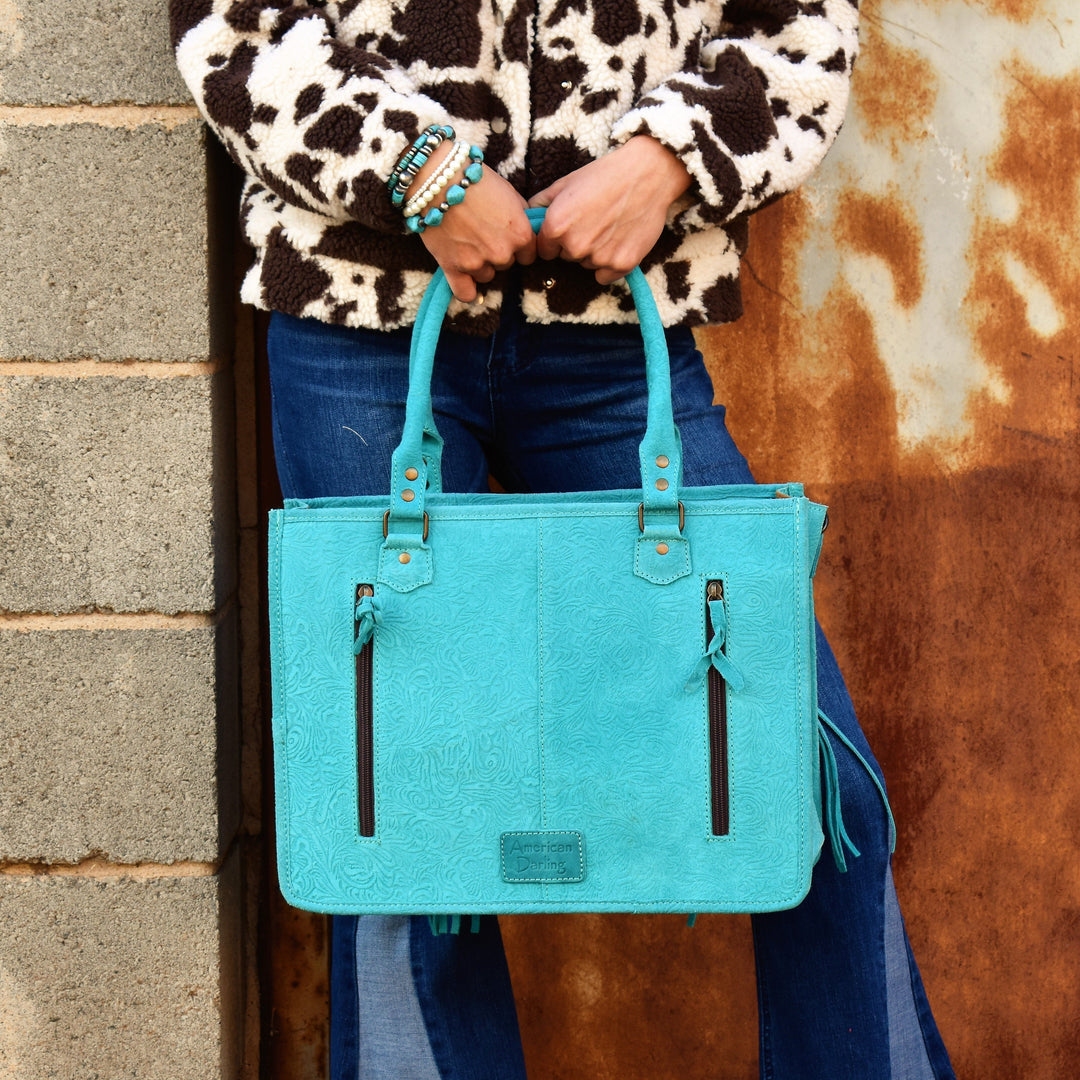 Turquoise Suede Serenade American Bag | gussieduponline