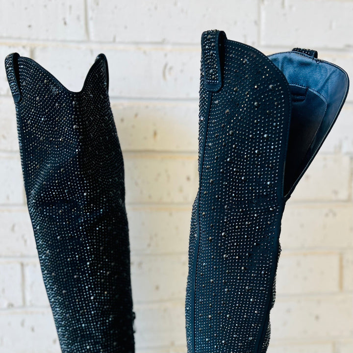 Bring Ya To Your Knees Rhinestone Boots | gussieduponline