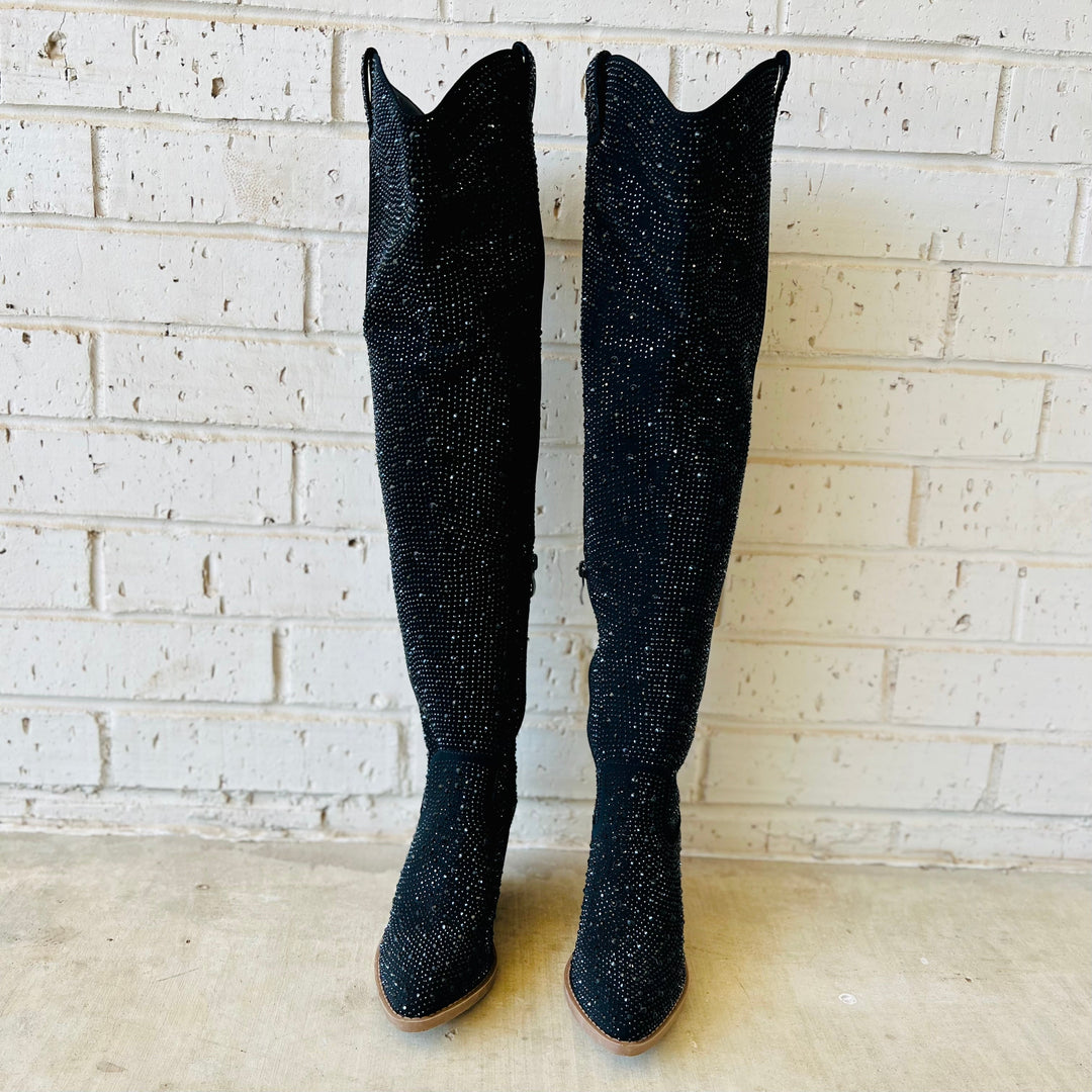 Bring Ya To Your Knees Rhinestone Boots | gussieduponline