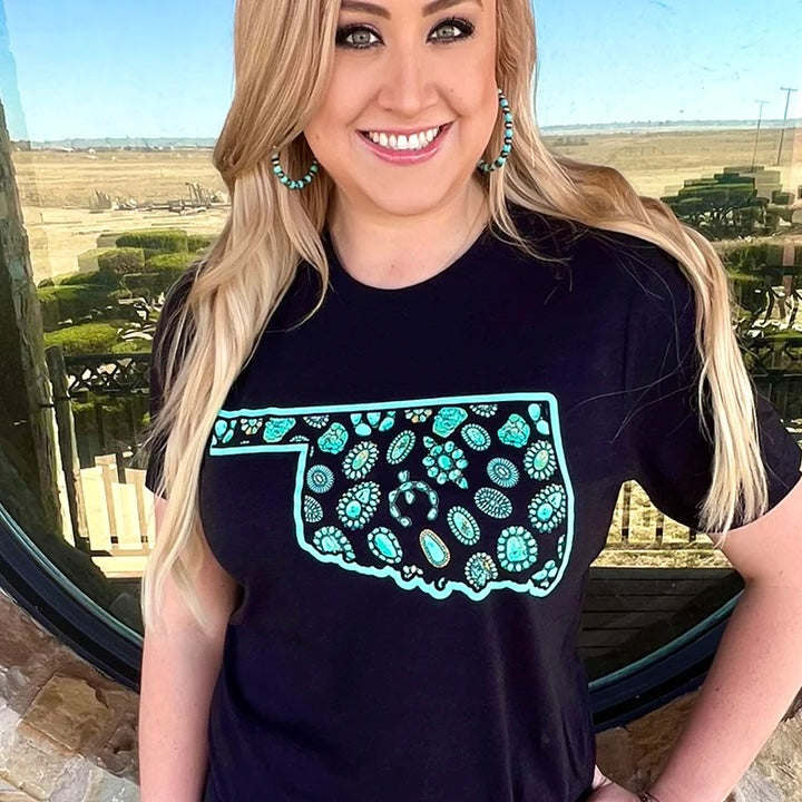 PLUS Oklahoma In Turquoise Tee | gussieduponline