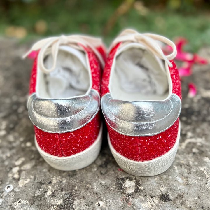 Red Glazed Star Sneakers | gussieduponline