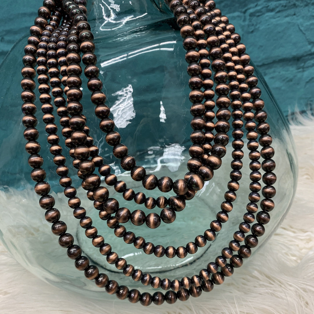 Chunky Copper Pearl Necklace | gussieduponline