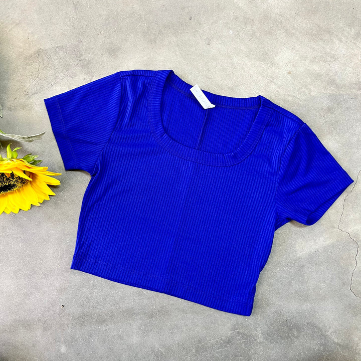 Zenana Ribbed Scoop Neck Crop Top | gussieduponline