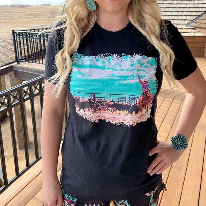 Plus Cowboy Cool Black Tee | gussieduponline