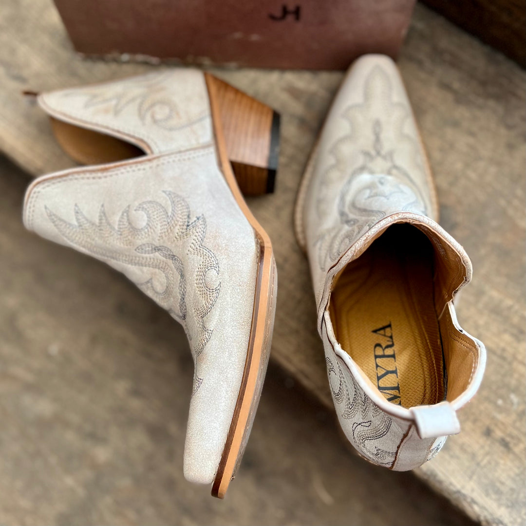 Cream Leather Hold A Grudge Booties | gussieduponline