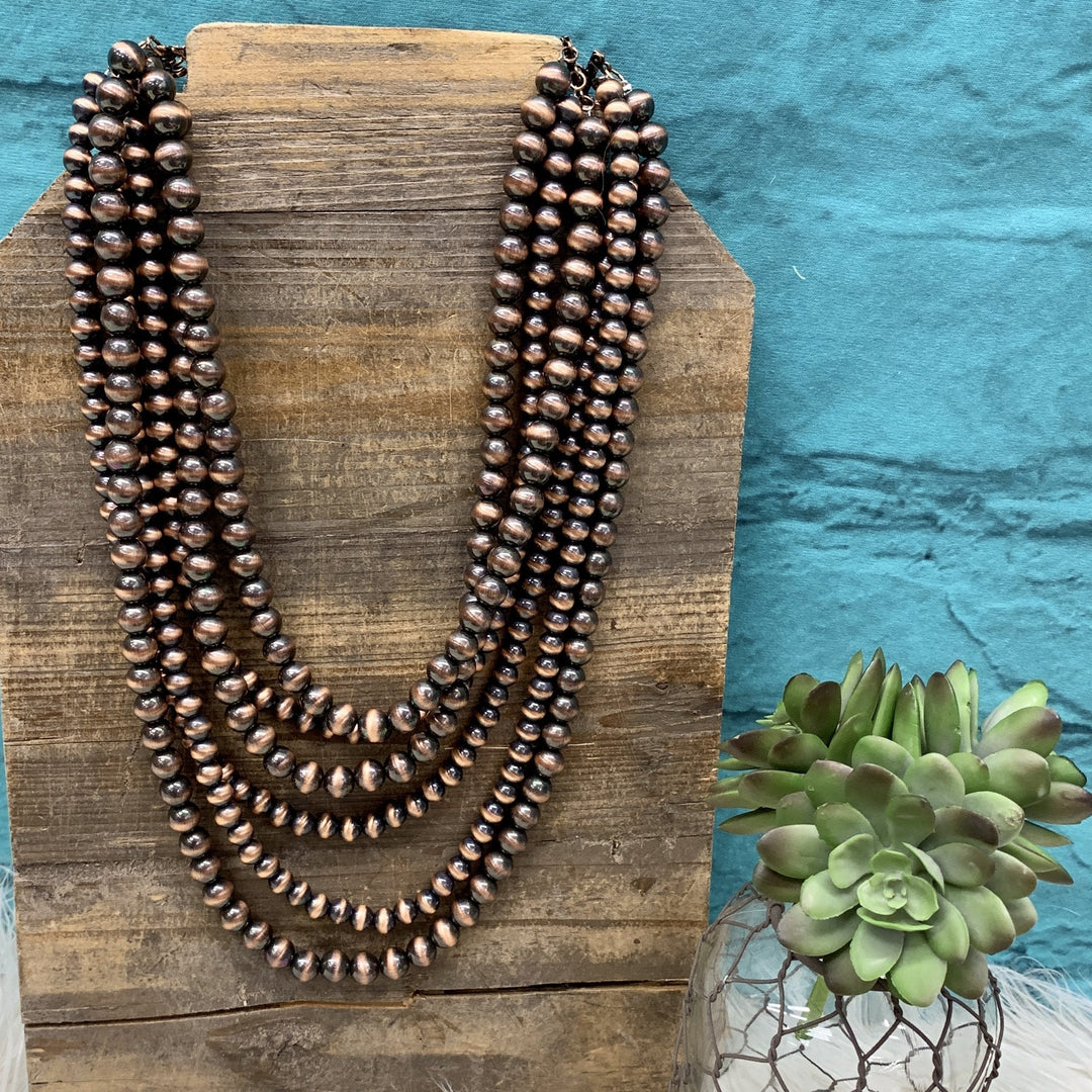 Chunky Copper Pearl Necklace | gussieduponline