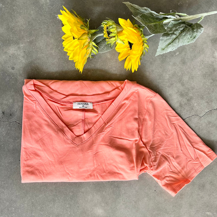 PLUS Basic Short Sleeve V-Neck Tee | gussieduponline