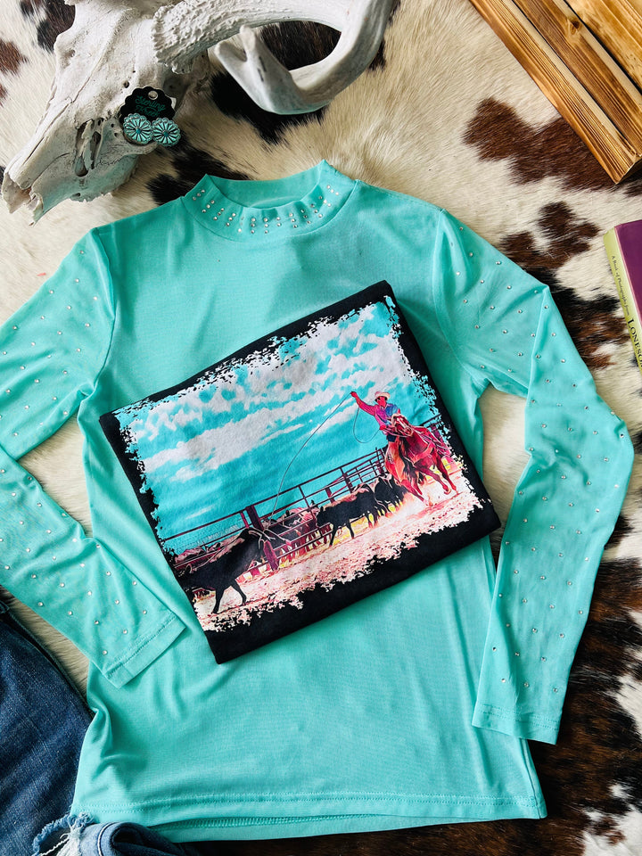 Plus Turquoise Trouble Top | gussieduponline