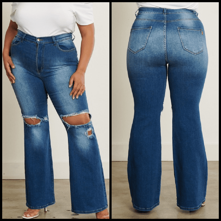 Plus Rip Knee Flares* | gussieduponline