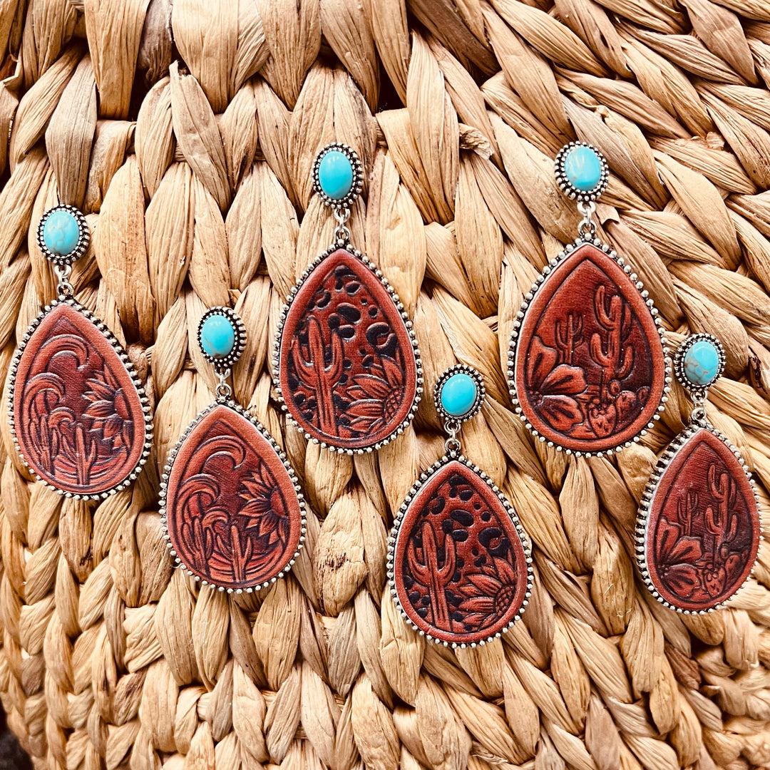 Leather Stamped Earrings | gussieduponline