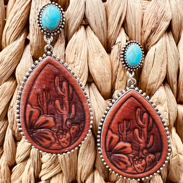 Leather Stamped Earrings | gussieduponline