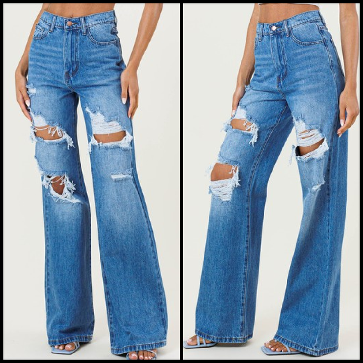 Too Fit To Quit Wide Leg Jeans | gussieduponline