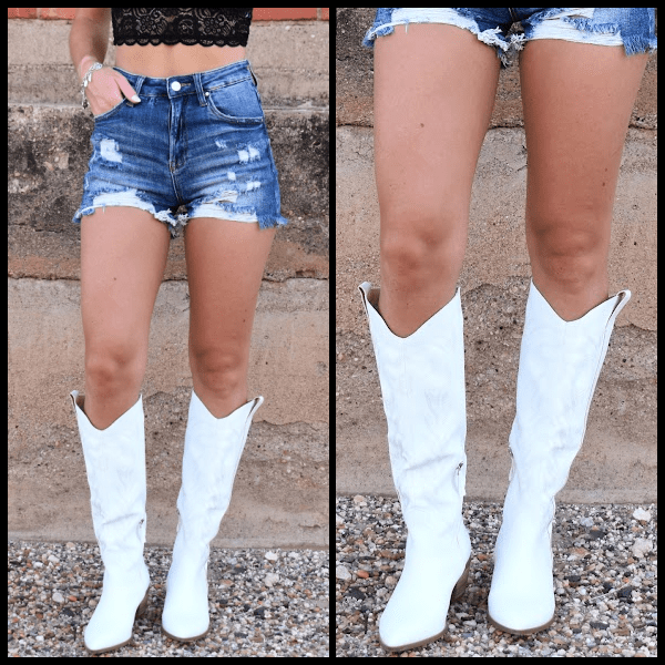 White Waco Whipstitch Cowgirl Boots* | gussieduponline